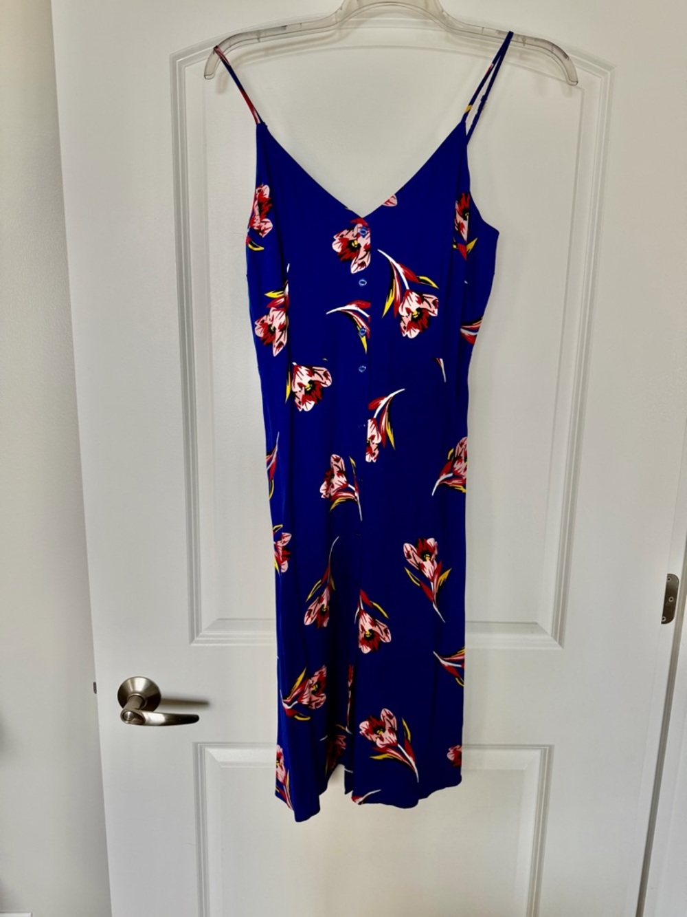 Express Royal Blue Floral Midi Dress
